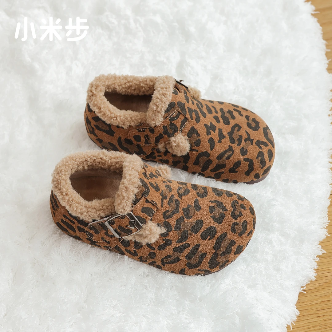 小米步●虎皮卷●女童棉鞋2024年冬季新款儿童加绒女孩软底