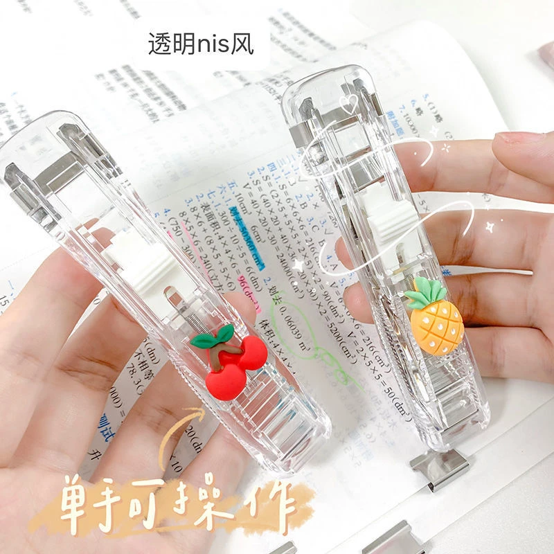 家用透明推夹器零食封口夹学生创意密封夹文件资料整理装订机夹子
