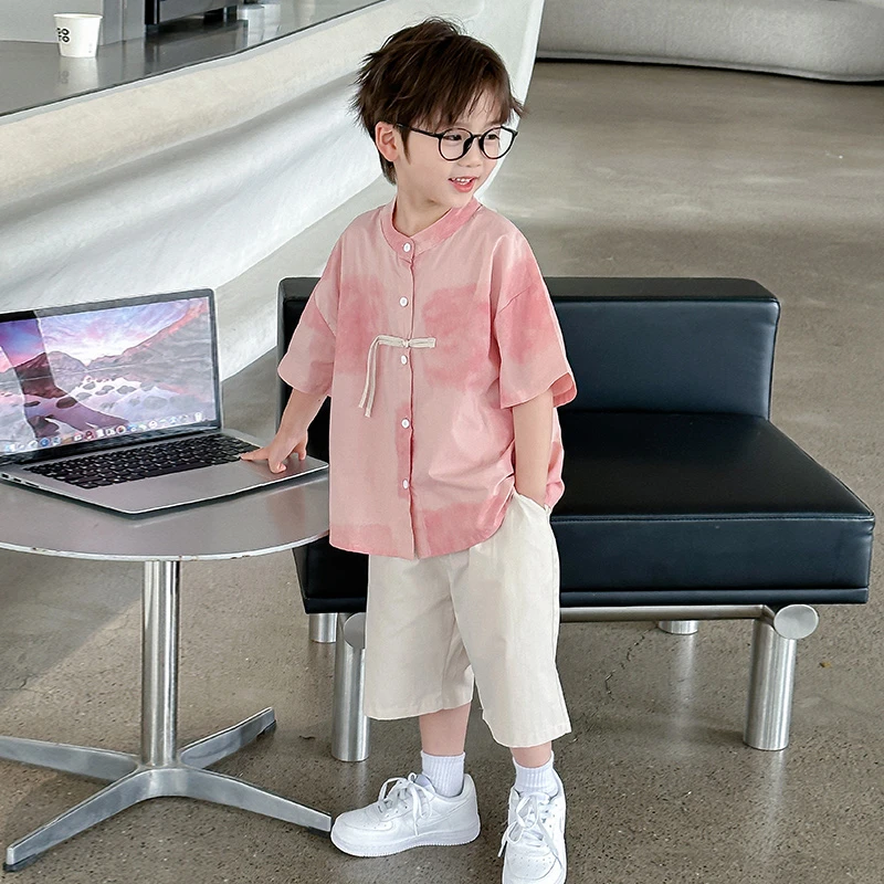 套装中国风2025夏季男童中小童洋气时尚薄款男孩宽松中小童帅气潮