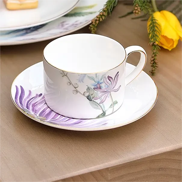 兔小姐暮秋翠鹭高骨瓷咖啡杯碟茶杯红茶杯高档精致描金水杯送礼