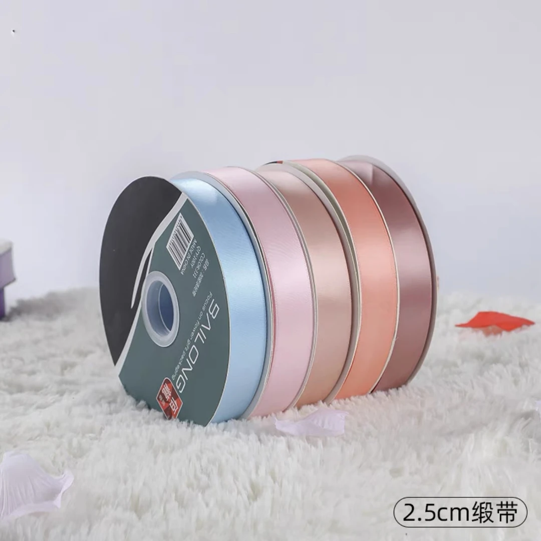 2.5cm加密超大盘鲜花纯色宽丝带缎带
