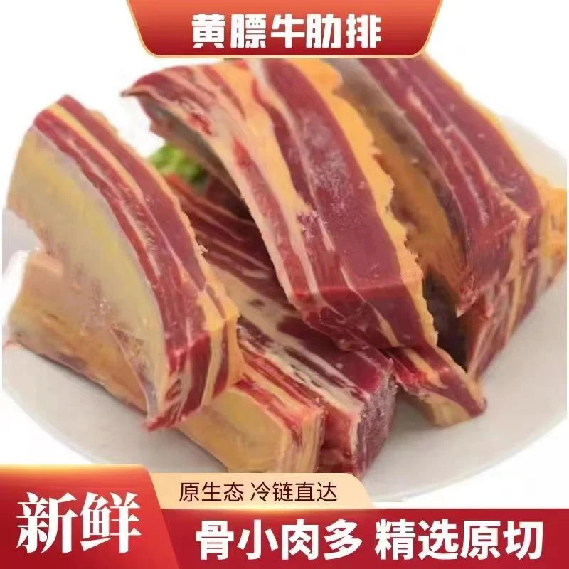 牛肋排牛排正宗内蒙黄膘牛排骨牛肋条新鲜原切牛排骨牛肉500g批发