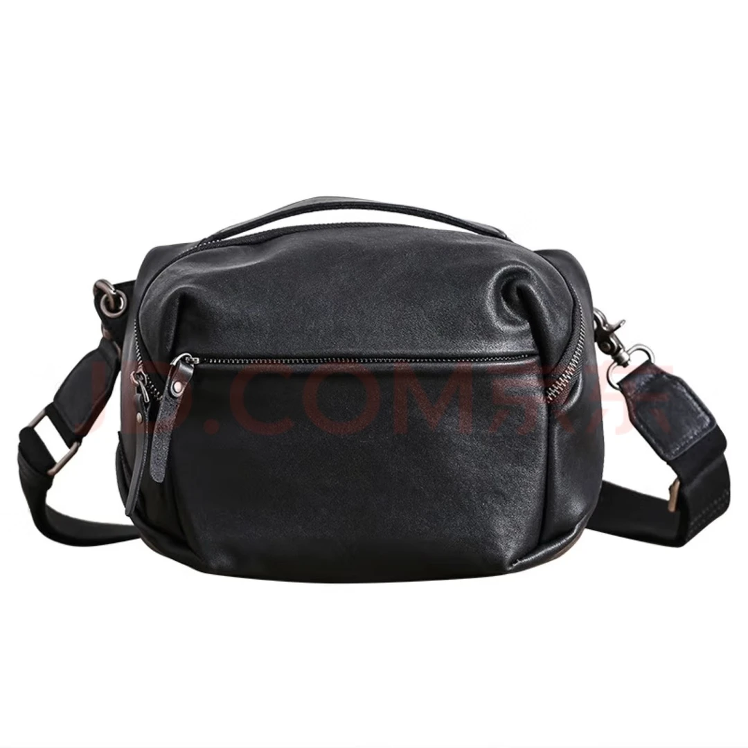 新款单肩包男时尚休闲多功能手提包男士进口植鞣牛皮大容量斜挎包