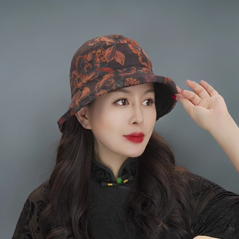 JZ00 双面带9枫叶帽花萝遮阳帽薄款礼帽女士防晒百搭时尚印花气质