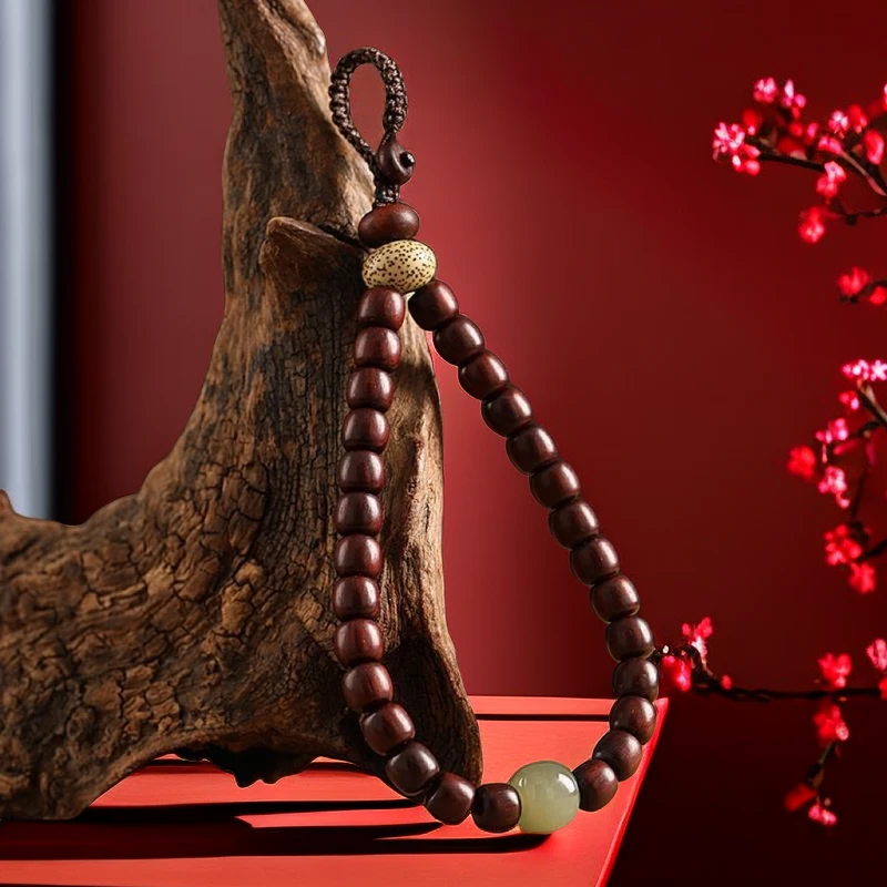 原创非洲紫檀汽车钥匙扣挂件男士星月高档个性玉石女平安饰品