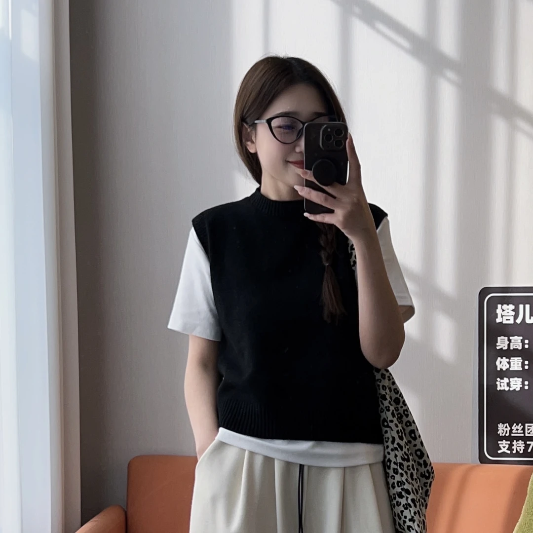 【塔儿姐】洋气时尚女2024春秋新款减龄显瘦基础款简约百搭针织马甲