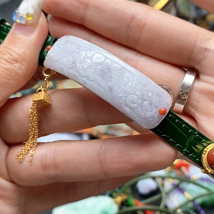 翡翠手链未镶嵌手牌紫翡弯弯02