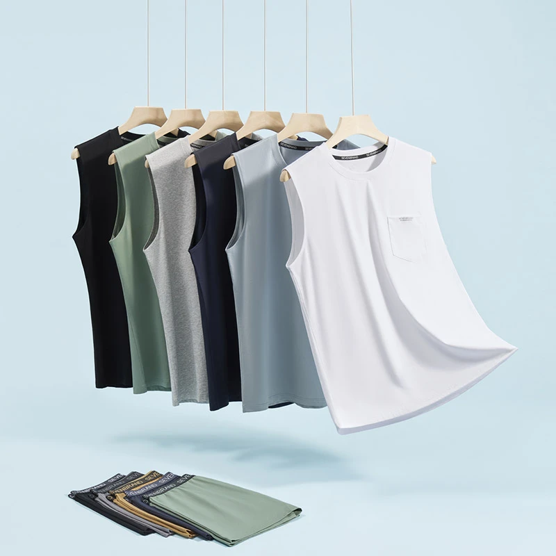 柒牌男装清爽凉感男士2024夏季新款休闲透气吸汗背心无袖打底衫男