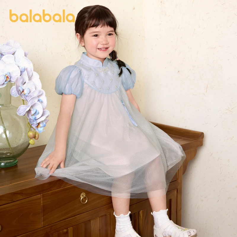 巴拉巴拉女童国风裙夏季连衣裙新中式旗袍208224111004