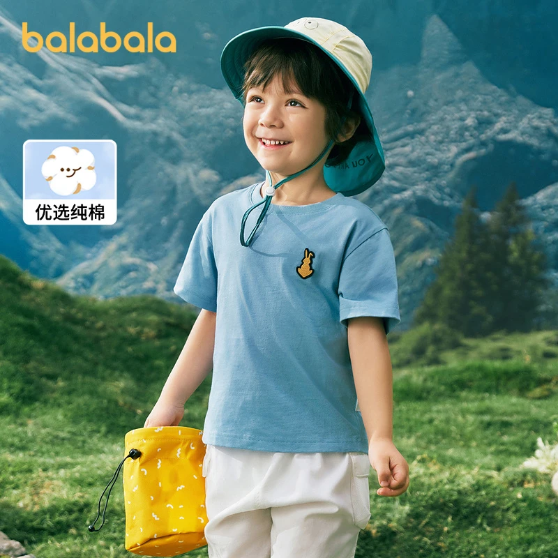 巴拉巴拉短袖T恤男童夏装2024纯棉刺绣上衣亲子款208224117203