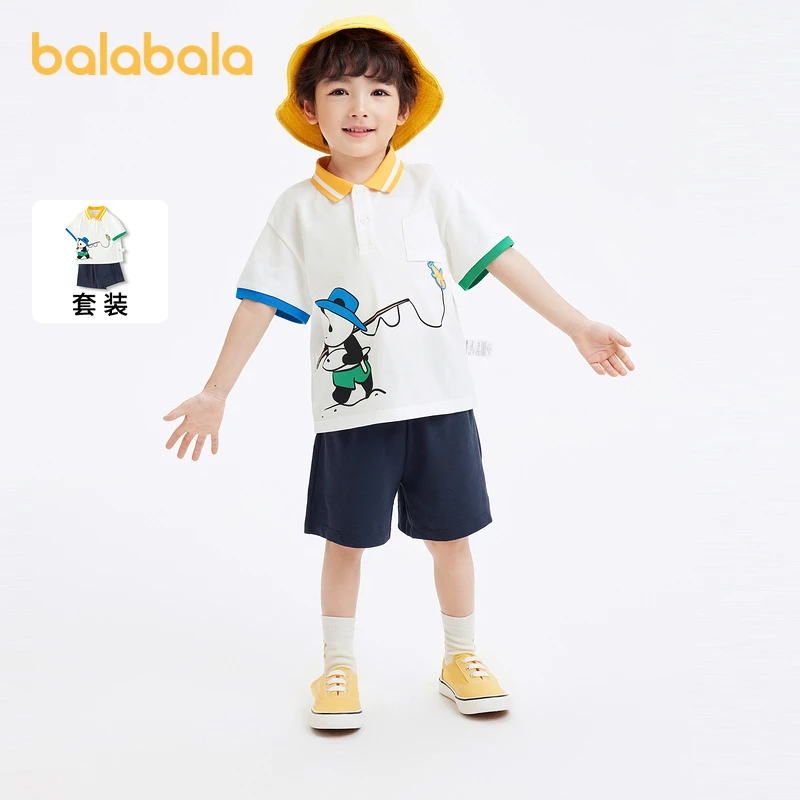 巴拉巴拉儿童夏季男童短袖两件套学院休闲装208224119102