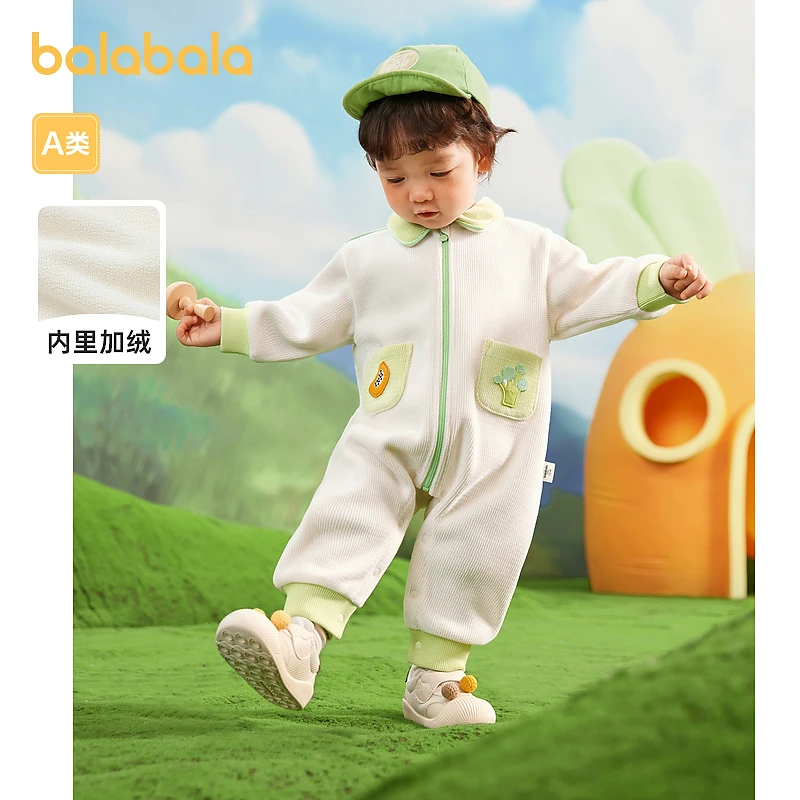 巴拉巴拉婴儿连体衣新生儿爬服外出宝宝加绒甜美萌208124120205