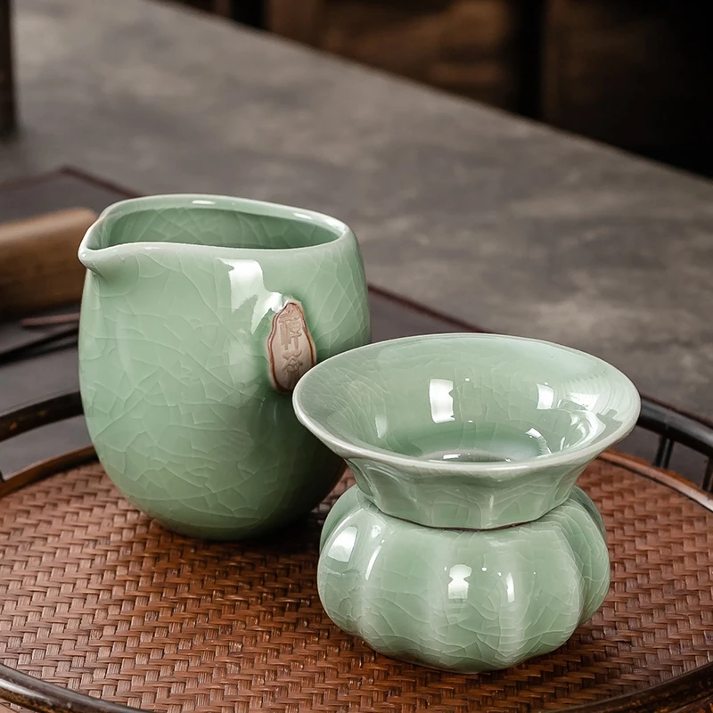 唐幺家用陶瓷茶具公道杯茶漏套装一体分茶器公杯分茶杯公道壶青瓷