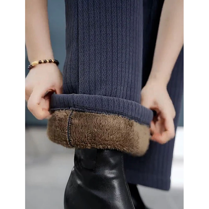 冬季加绒加厚长毛绒一条过冬保暖条绒棉裤外穿雪尼尔阔腿休闲裤子