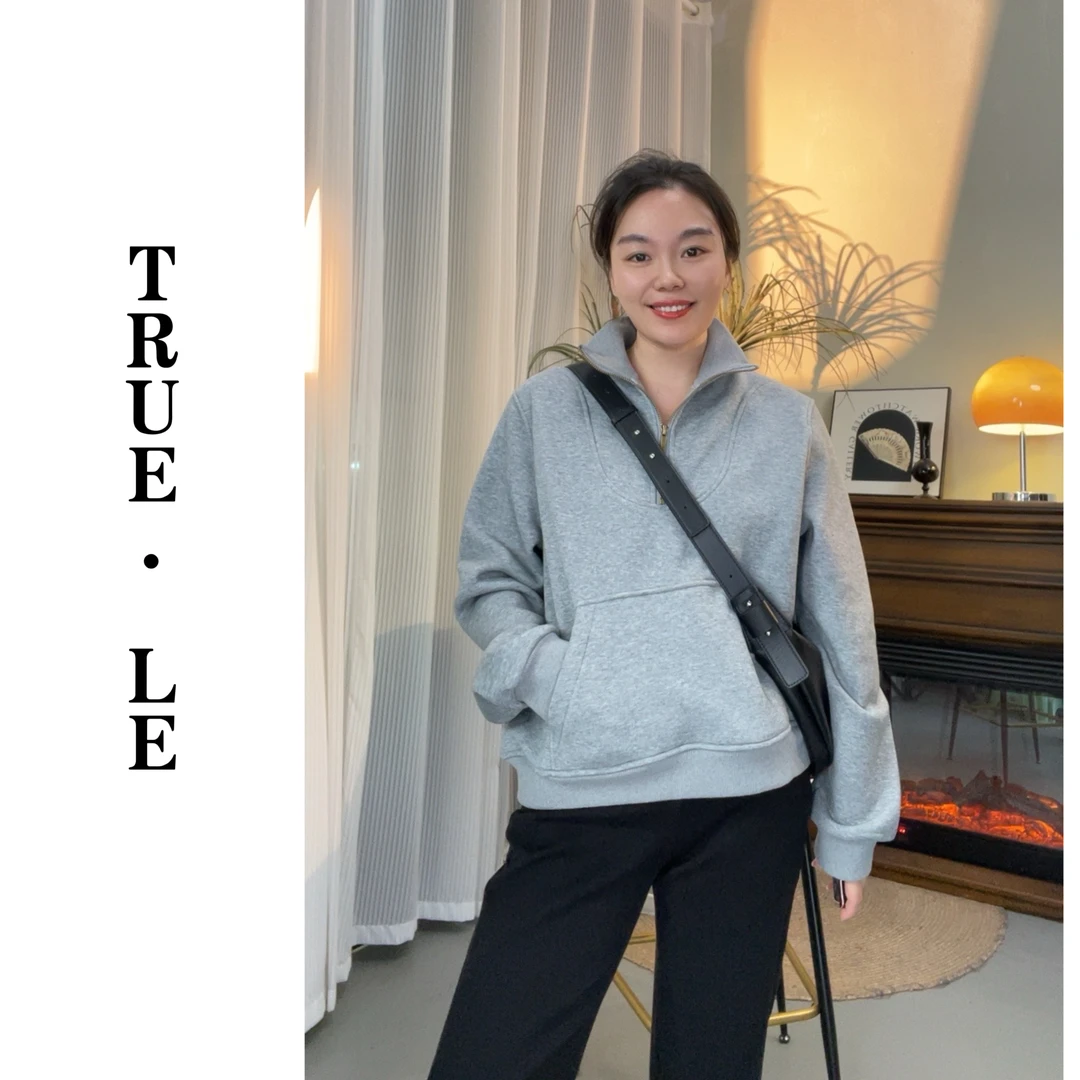 True·Le｜“一口袋阳光●加绒卫衣”半拉链立领加绒卫衣2781
