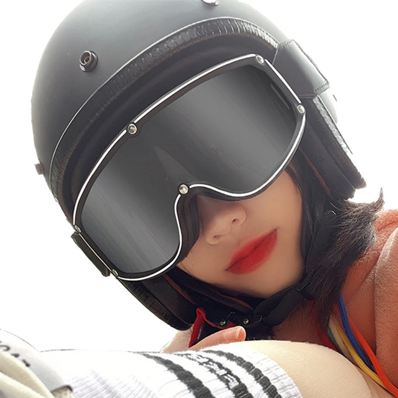 摩托车风镜哈雷头盔通用护目镜大框复古机车骑行防晒风沙越野眼镜
