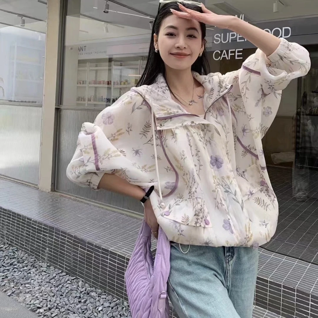 珺c25女士碎花时尚休闲夏季薄款洋气百搭外套(YQJ )