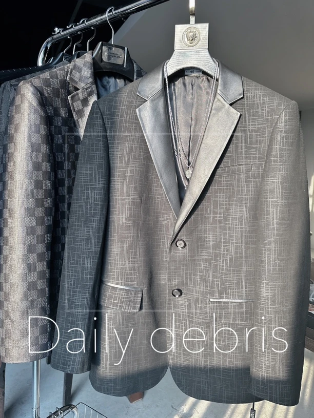 时尚男装真皮休闲西装外套