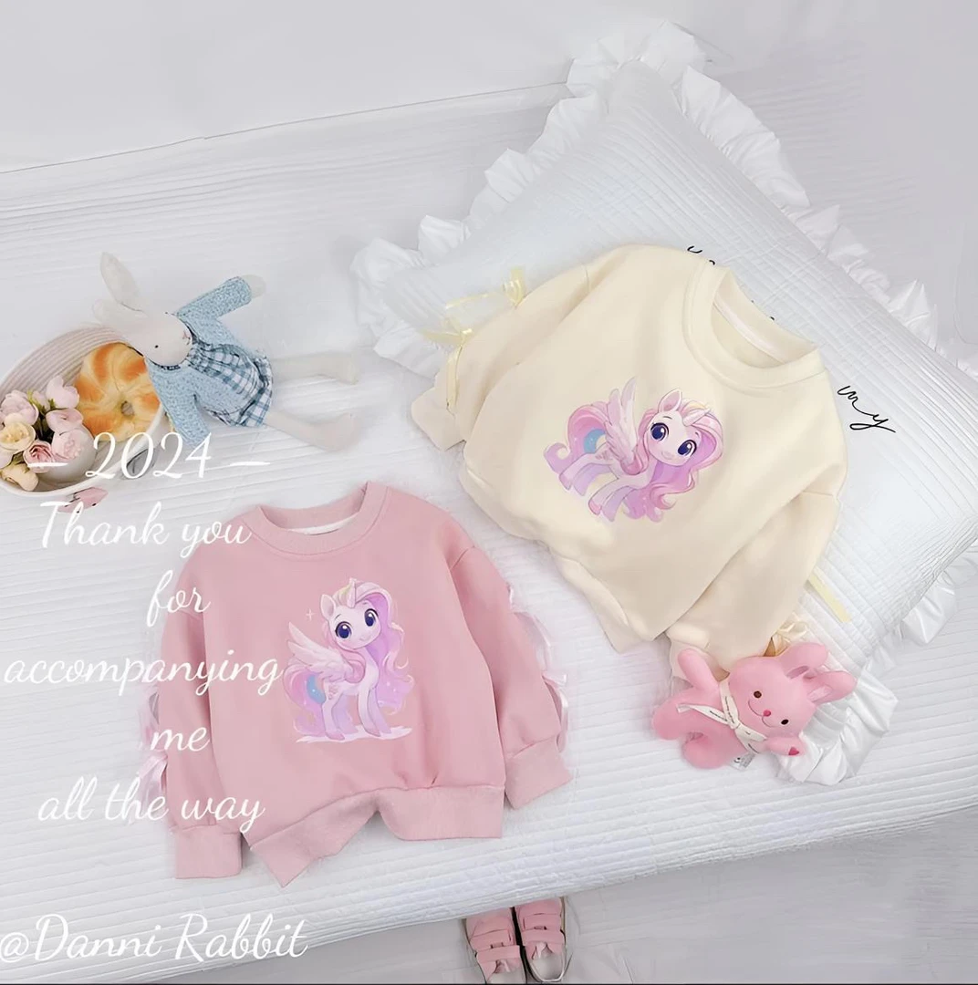 【新疆西藏包邮*工厂直销】冬季女童加绒可爱小马宝莉蝴蝶结卫衣