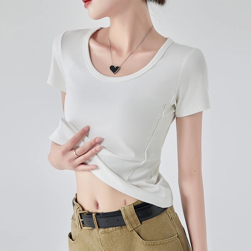 XVRV【繁星专属】2024夏季新款鱼骨短袖T恤休闲服跑步运动上衣女