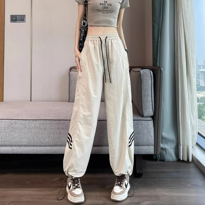 XVRV【专属】夏季新款冰丝裤女2025夏薄款抽绳两穿束脚休闲运动裤