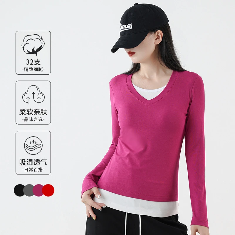 XVRV2025秋季运动T恤健身运动休闲假两件修身跳操显瘦上衣