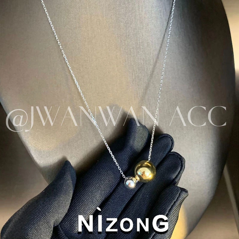 坠链均925银 多戴金银双球银项链11XL715