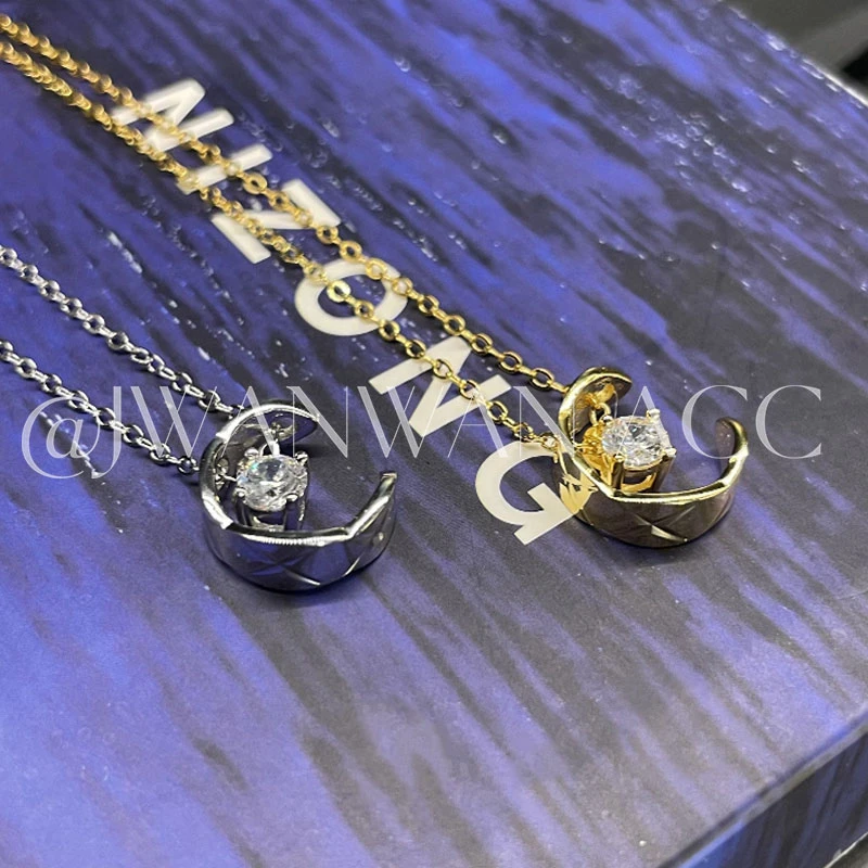 坠链均925银锆石 经典菱格金银项链11XL372JS