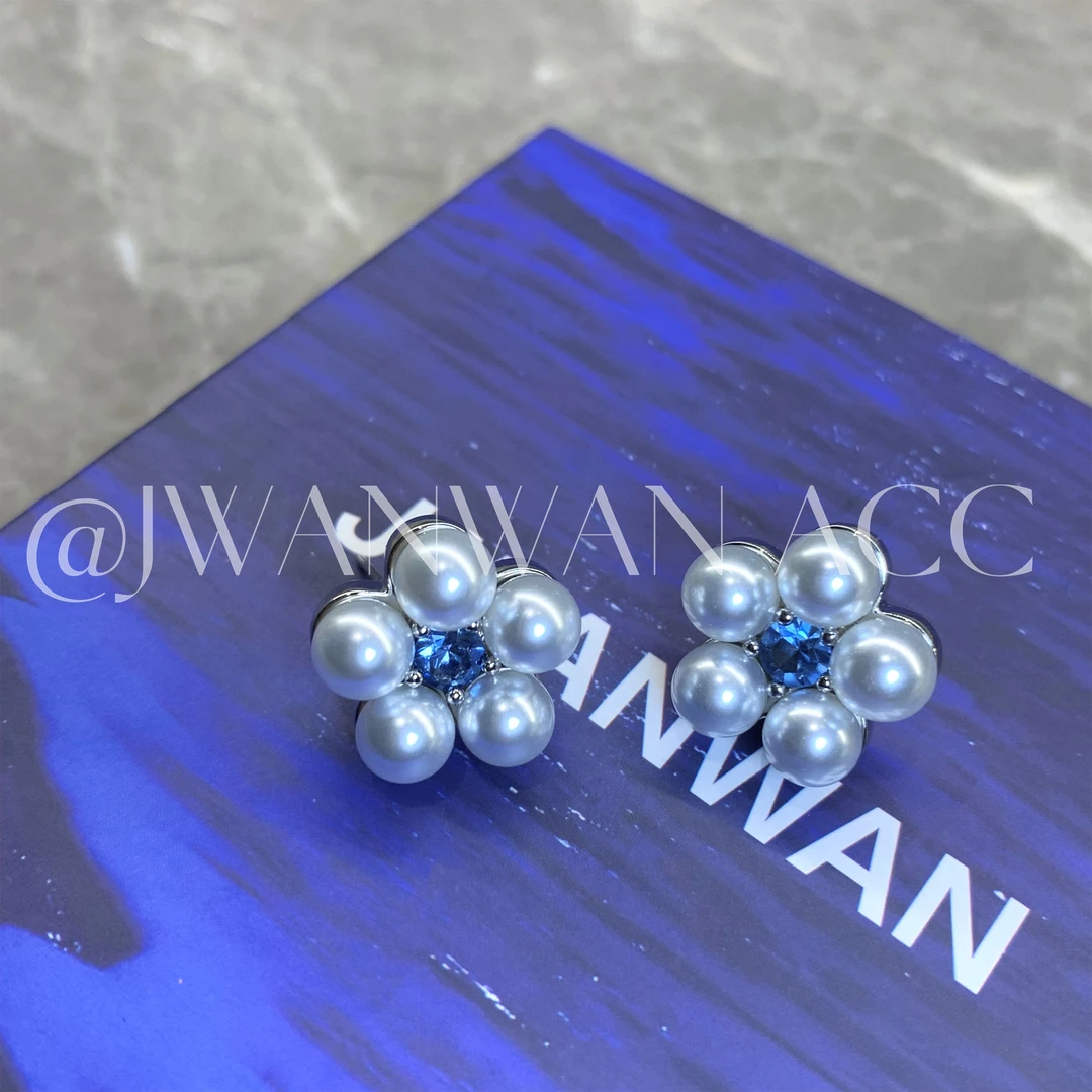 铜合金锆石耳饰 忽而盛夏.设计师小米珠立体花朵耳钉