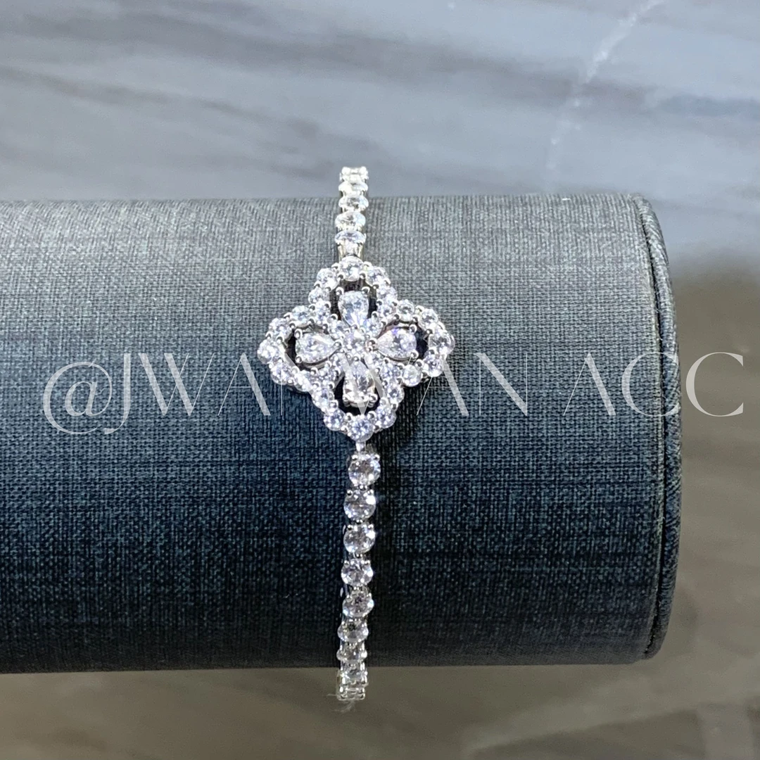 925银合成锆石手链 樱花春日.高定闪钻水滴花银手链11SL2125SY