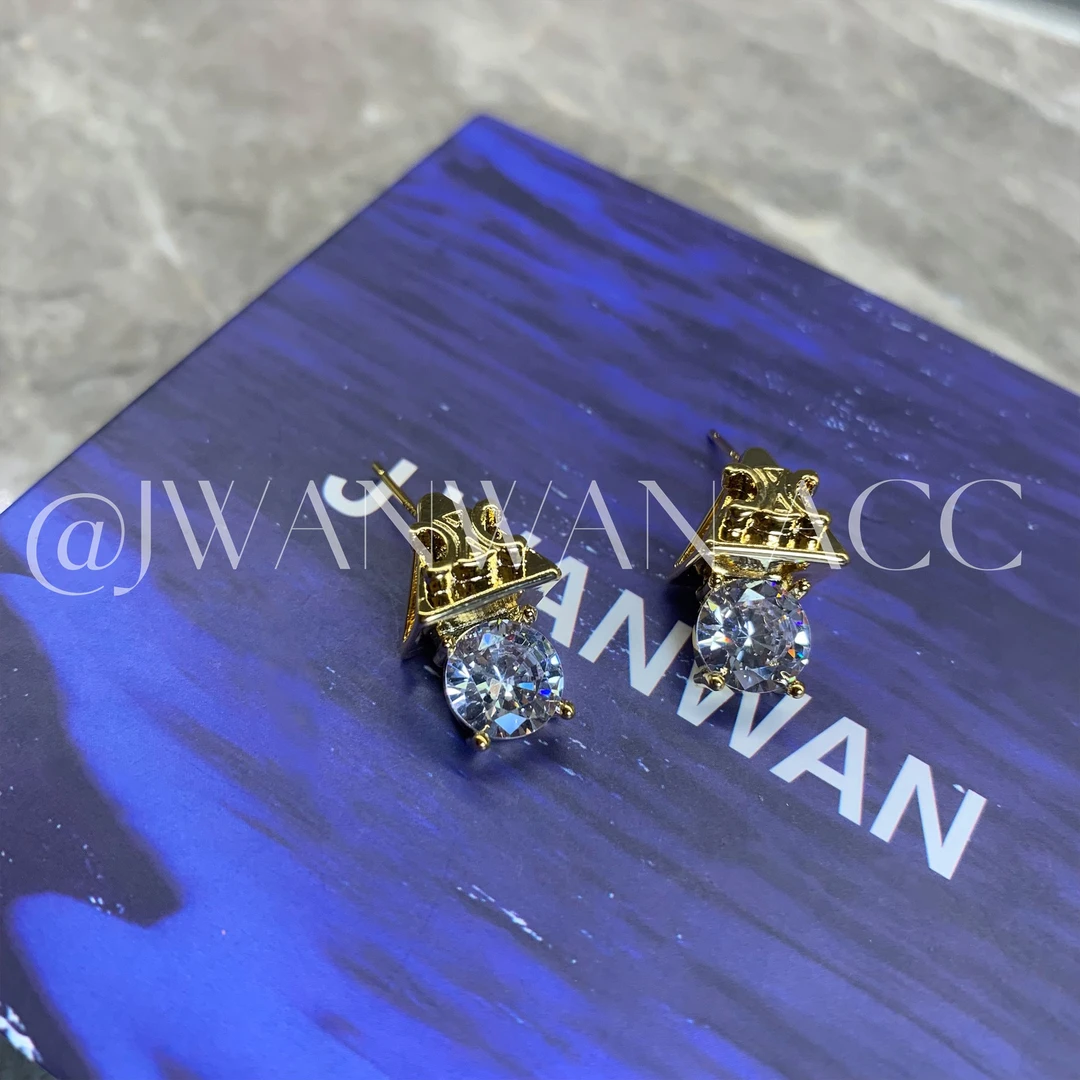 铜合金锆石耳饰 金凯星际.金色凯门锆石耳钉01ED2368SM