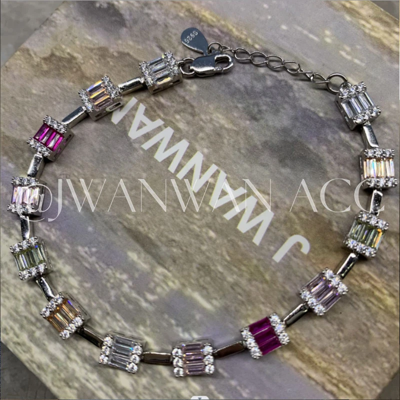 925银合成锆石手链 施华彩虹彩璃冰晶银手链11SL1146