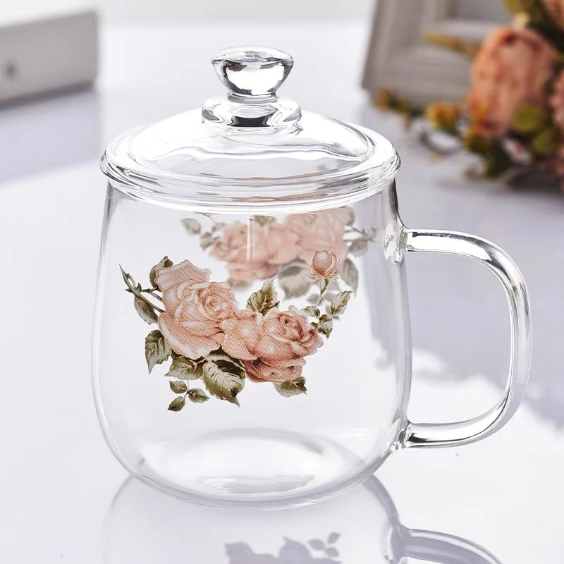 韩式大容量耐热加厚高硼硅玻璃杯喝水杯泡茶杯家用透明创意牛奶杯