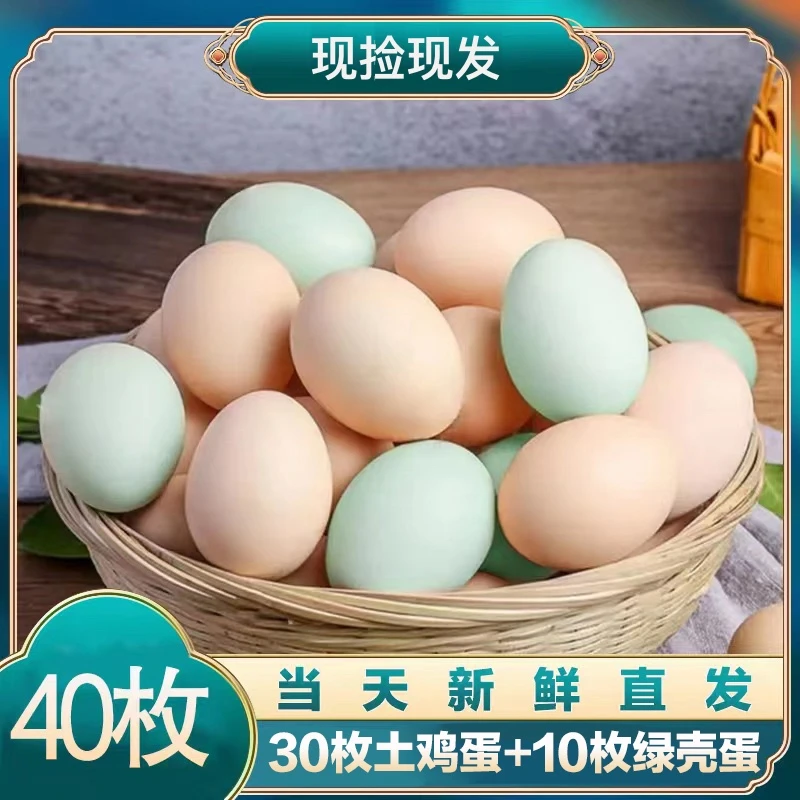 【松弟】农家新鲜30枚土鸡蛋+10枚绿壳蛋组合装40枚/1600g/显小勿拍