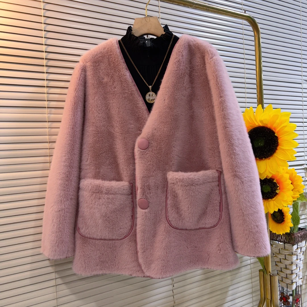 SMM冬季时尚韩版环保毛毛一体毛宽松大码外套