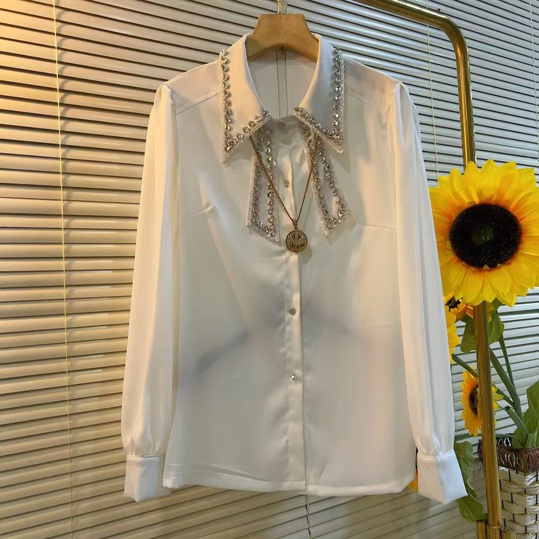 PS秋冬新款时尚重工贡缎洋气遮肉衬衫