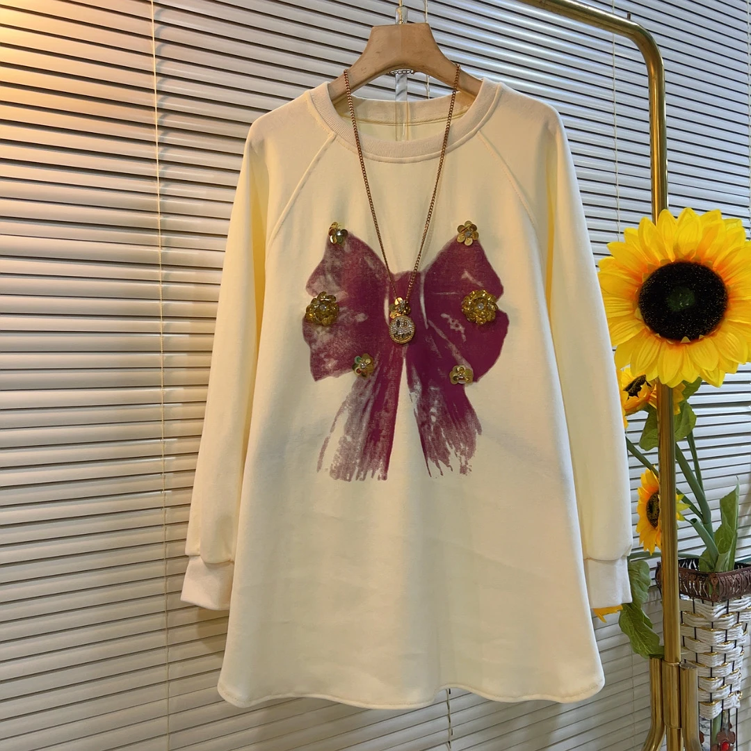 XB秋冬新款时尚重工减龄遮肉卫衣裙