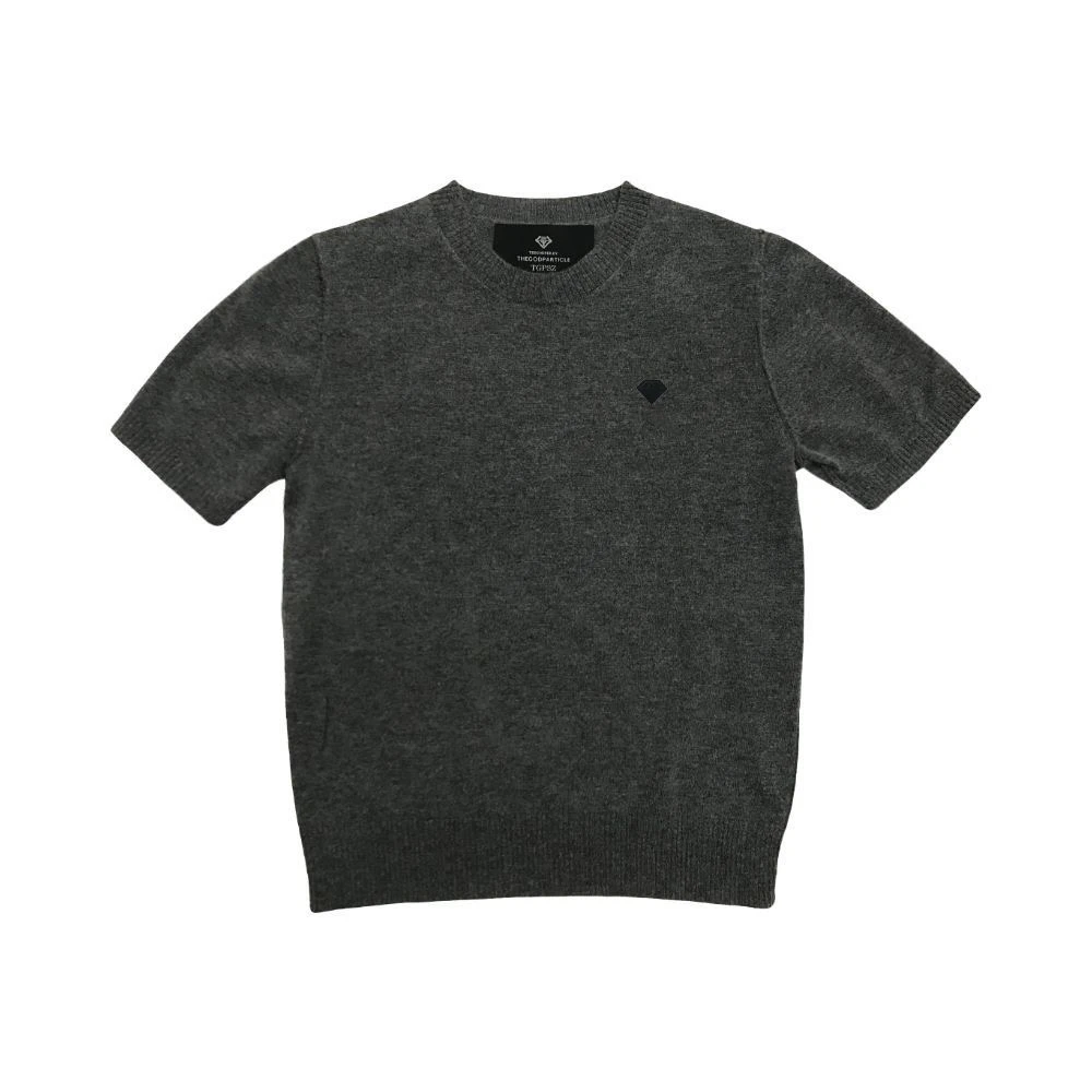 THEGODPARTICLE圆领短款女款黑色短袖毛衫