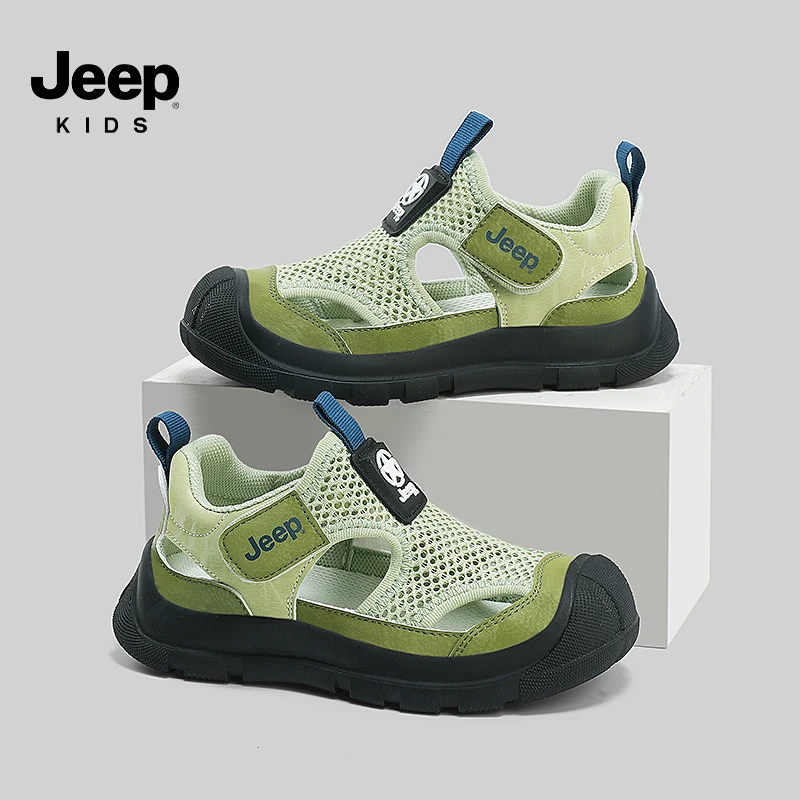 jeep男童运动凉鞋包头朔溪鞋夏季网鞋2025新款软底防滑沙滩鞋儿童
