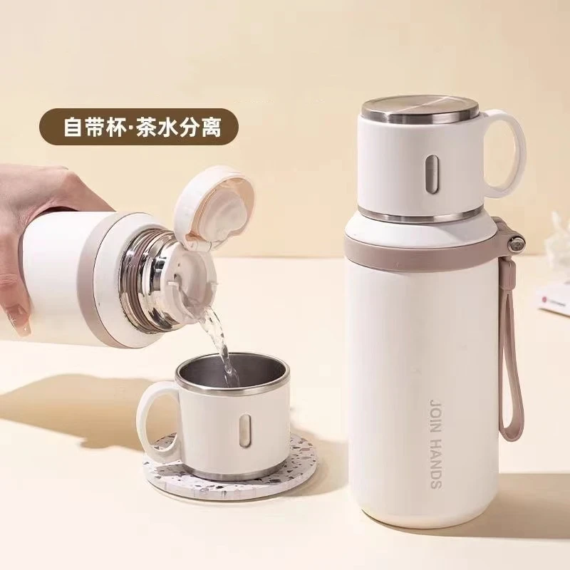 【杯盖可以喝水】不锈钢保温杯女生高颜值泡茶水杯子学生专用时尚