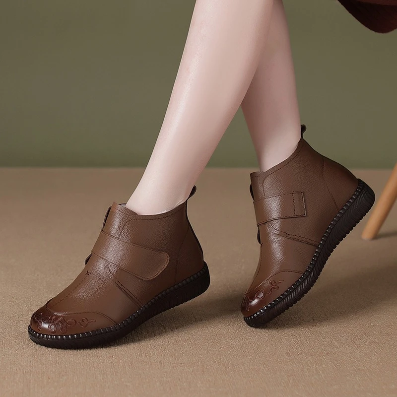 老人棉鞋女冬加绒加厚软底短靴中老年奶奶保暖防滑妈妈厚棉鞋