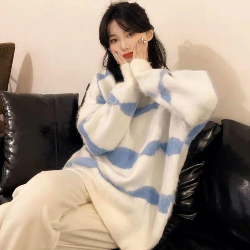 日系甜美宽松软糯慵懒风2024秋冬新款加厚洋气减龄针织衫