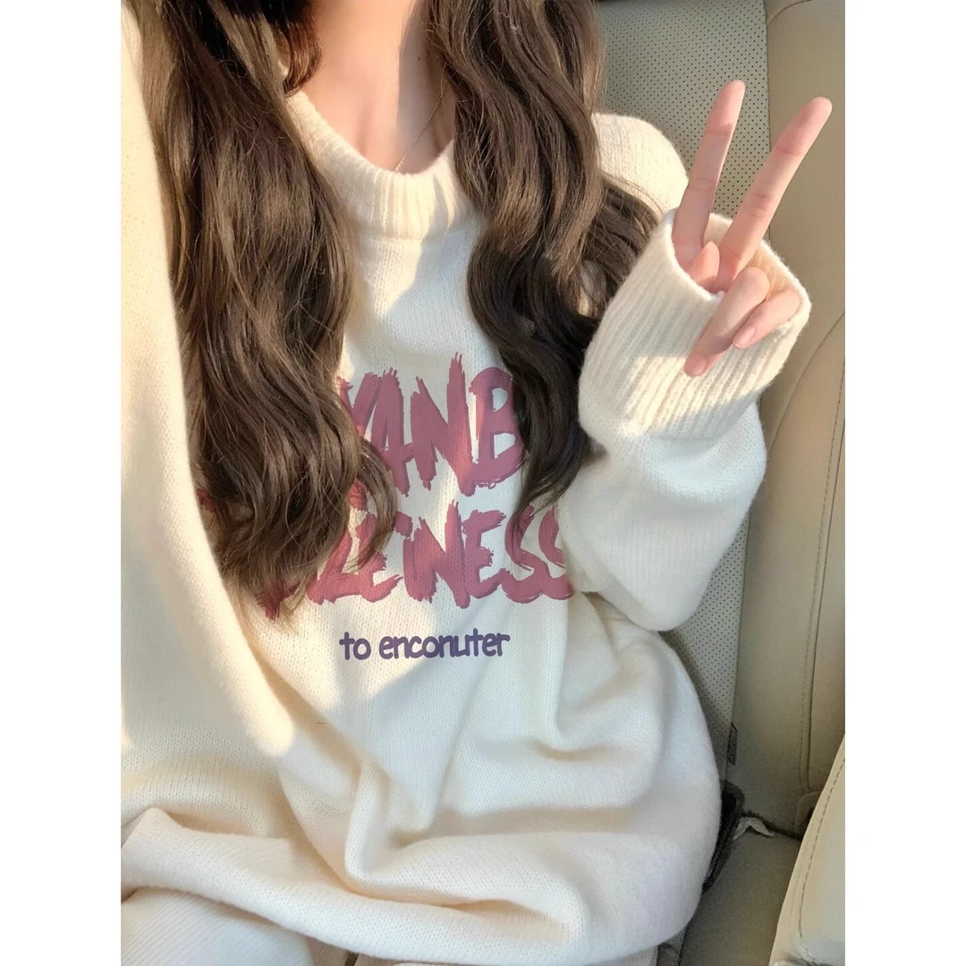 美式复古毛衣2024秋冬款小个子慵懒风中长款内搭针织上衣