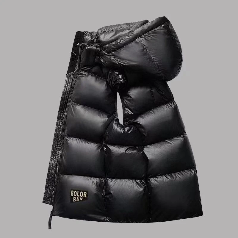 2024新款三防黑金儿童羽绒马甲中大童男童女童连帽背心小童马甲厚