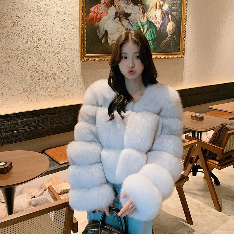 新款整皮狐狸毛皮草外套女短款 显瘦百搭气质年轻款毛毛大衣23015