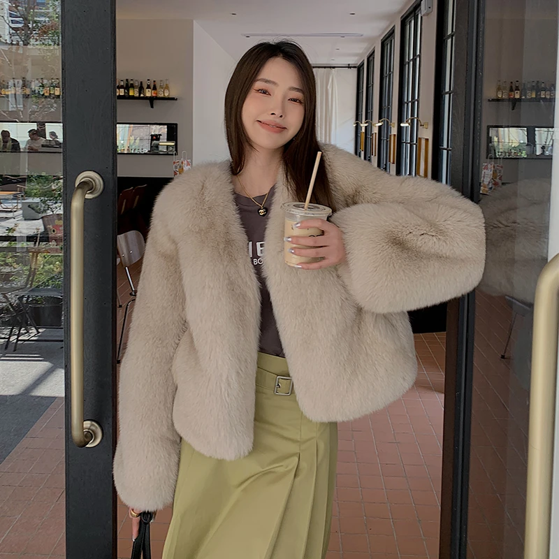 新款整皮狐狸毛皮草外套女短款 显瘦年轻款气质毛毛大衣冬2115