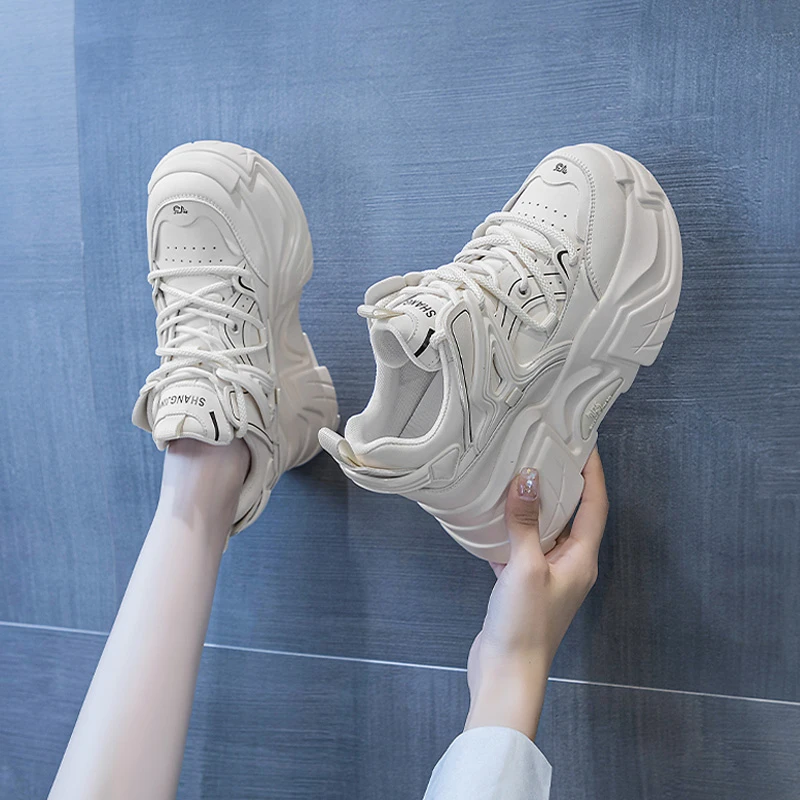 内增高9cm老爹鞋女2024新款爆款运动休闲厚底松糕小白鞋6996-11