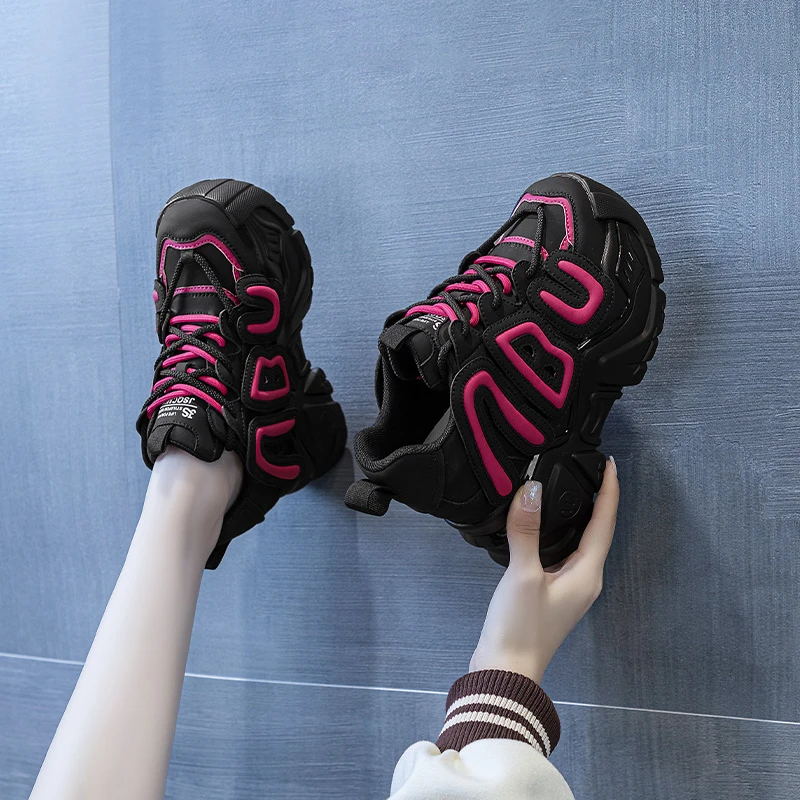 增高9cm老爹鞋女小白鞋2024年春秋季运动休闲厚底松糕Y8130