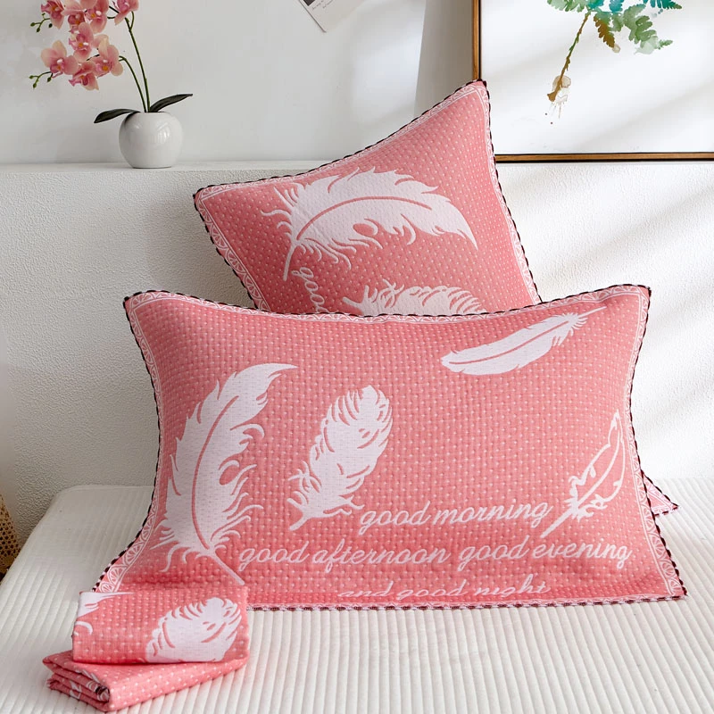 柔软加厚纱布盖巾成人纯棉全棉纱布枕巾学生全棉枕巾枕头大号蓝色