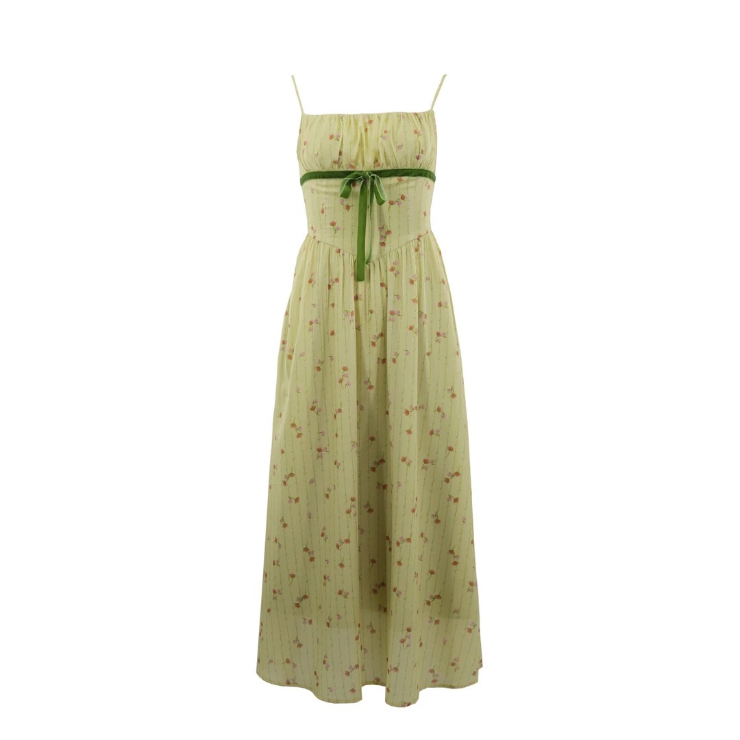 LAOXIAO服饰  夏季新款法式轻奢蓝色收腰气质女装连衣裙432